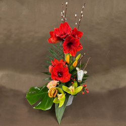 Bouquet Plaisir d'offrir - Amarilys, Lys, Orchidée, Salix - Promofleur Persan
