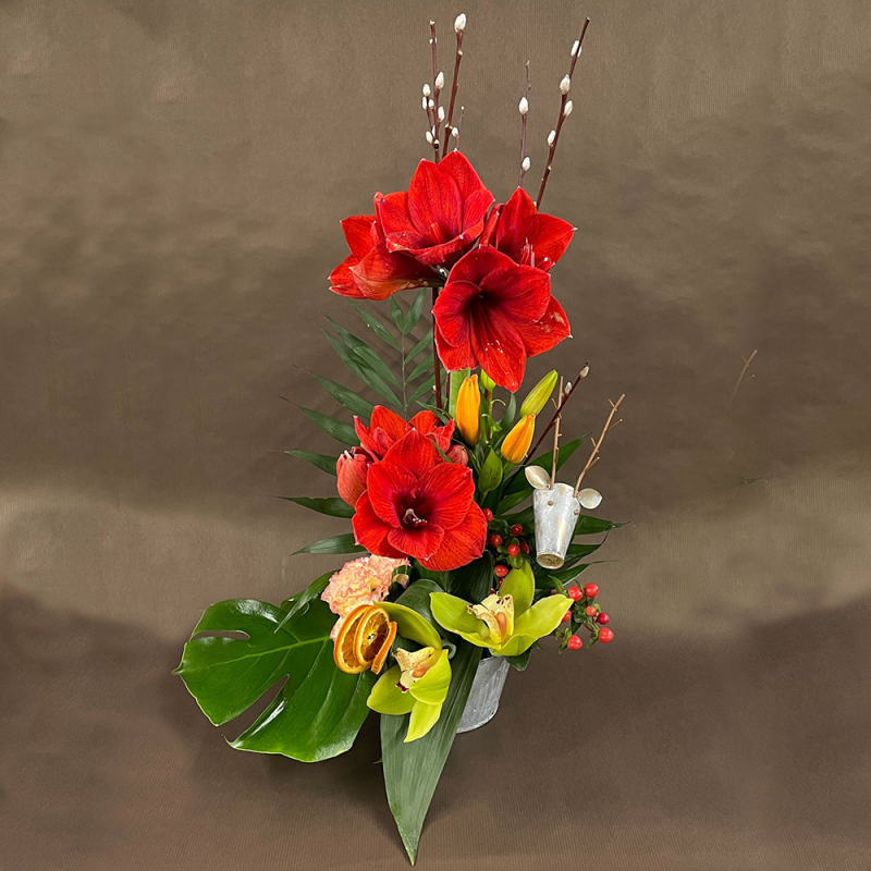 Bouquet Plaisir d'offrir - Amarilys, Lys, Orchidée, Salix - Promofleur Champagne-sur-Oise Bouquet Plaisir d'offrir - Amarilys, Lys, Orchidée, Salix - Promofleur Champagne-sur-Oise
