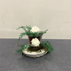 Compositions de Roses éternelles blanche dans une coupe - Promofleur Persan
