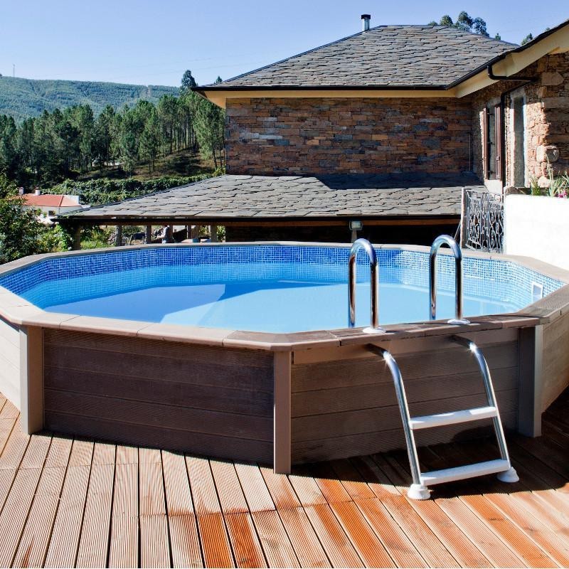 Piscine En Béton Aspect Bois Diam 495 X 128 M Naturalis 1 Kit