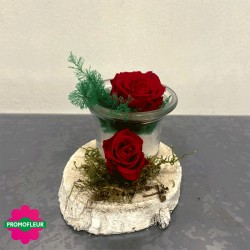 Compositions de Roses éternelles rouge dans une coupe - Promofleur