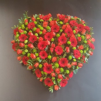 Cœur ton rouge (Gerbera et Roses) - Promofleur Champagne-sur-Oise