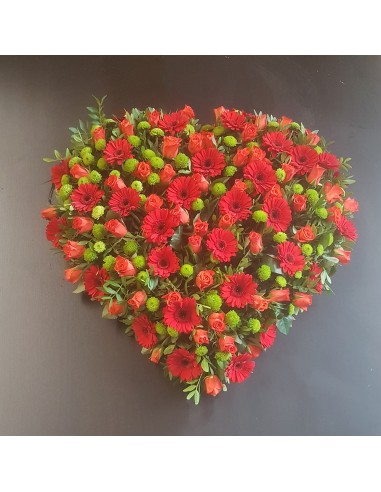 Cœur ton rouge (Gerbera et Roses) - Promofleur Champagne-sur-Oise