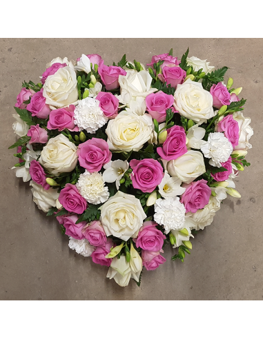 Cœur bicolore rose et blanc (Roses rose et roses blanches) - Promofleur Champagne-sur-Oise