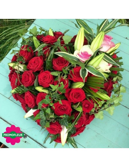 Cœur ton rouge et vert - Promofleur Champagne-sur-Oise