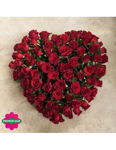 Cœur de roses rouges - Promofleur Champagne-sur-Oise