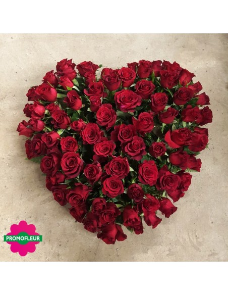 Cœur de roses rouges - Promofleur Champagne-sur-Oise