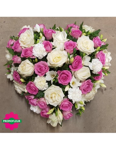 Cœur bicolore rose et blanc (Roses rose et roses blanches) - Promofleur Champagne-sur-Oise