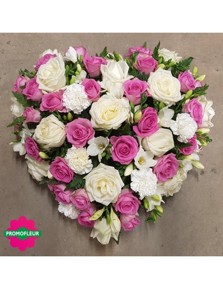 Cœur bicolore rose et blanc (Roses rose et roses blanches) - Promofleur Champagne-sur-Oise