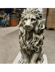Lion en statue de pierre  h.55 cm Gris 2