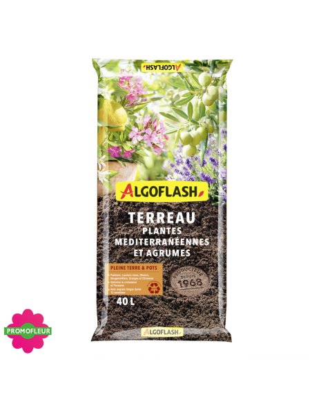 Sac de terreau plantes méditerranéennes et agrumes 40 L - ALGOFLASH - Promofleur (1)