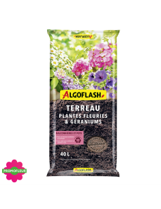 Terreau Plantes Fleuries & Géraniums 40 L - Algoflash - Promofleur