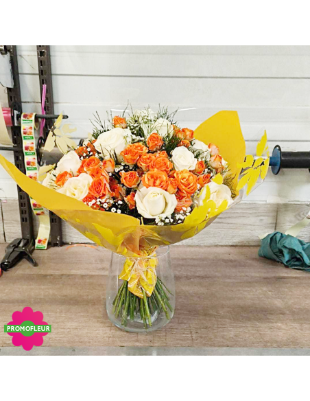 Bouquet ton orange pastel