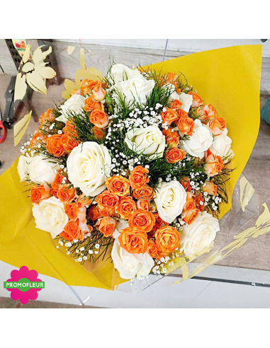 Bouquet ton orange pastel
