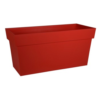 Muret / Jardinière Toscane 80 x 36 x 38,8 cm - 74 L - roulettes + reserve - Rouge Rubis