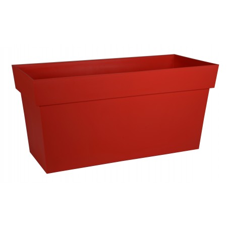 Muret / Jardinière Toscane 80 x 36 x 38,8 cm - 74 L - roulettes + reserve - Rouge Rubis