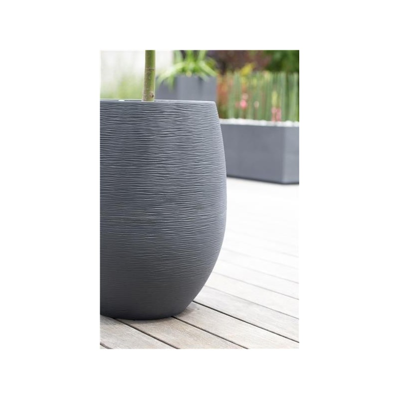 Pot EGG "GRAPHIT" Ø50 cm - h. 60 cm - 53 L - Gris Anthracite (extérieur)