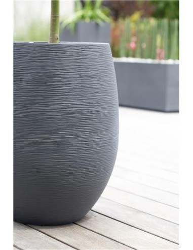 Pot EGG "GRAPHIT" Ø50 cm - h. 60 cm - 53 L - Gris Anthracite (extérieur)