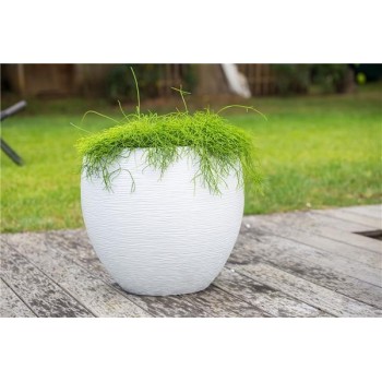 Pot EGG "GRAPHIT" Ø50 cm - h. 45 cm - 46 L - Blanc cérusé (extérieur)