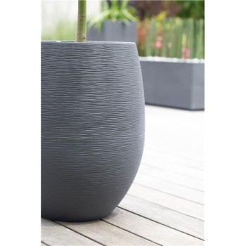 Pot EGG "GRAPHIT" Ø50 cm - h. 60 cm - 53 L - Gris Anthracite (extérieur)