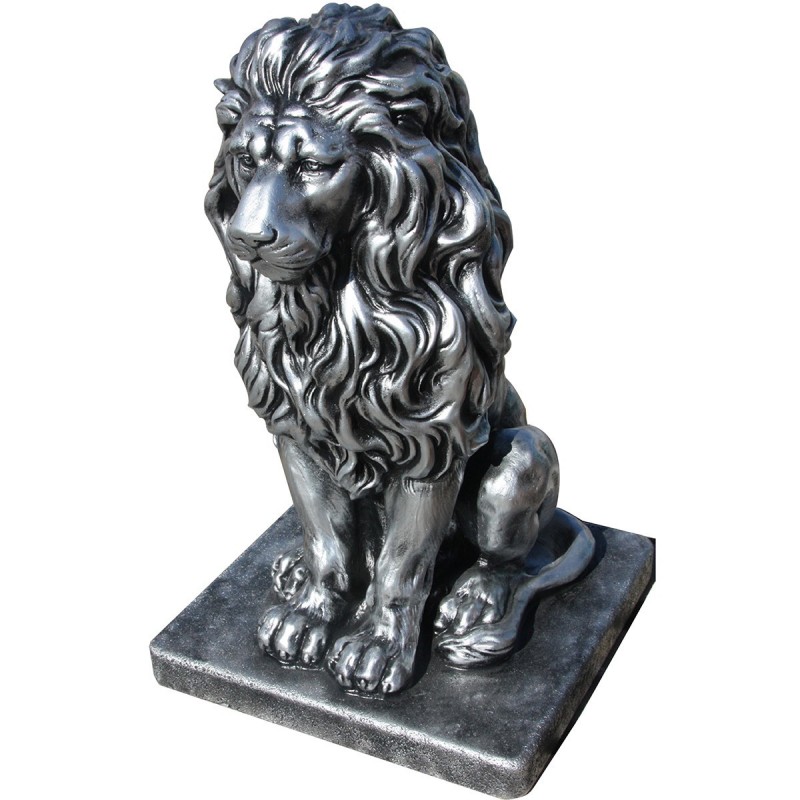 Lion en statue de pierre  h.55 cm Gris