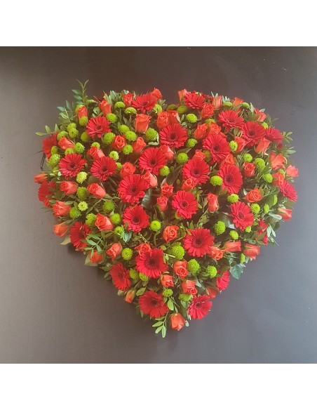 Cœur ton rouge (Gerbera et Roses) - Promofleur Champagne-sur-Oise