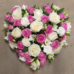 Cœur bicolore rose et blanc (Roses rose et roses blanches) - Promofleur Persan