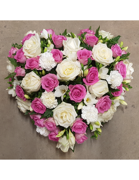 Cœur bicolore rose et blanc (Roses rose et roses blanches) - Promofleur Champagne-Sur-Oise